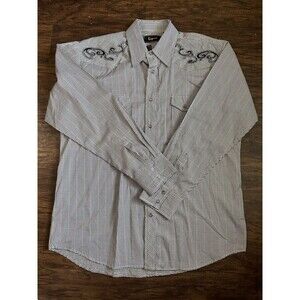 Liquid Men's Shirt Embroidered Western Glass Snap Black White Pink Size XL NWT